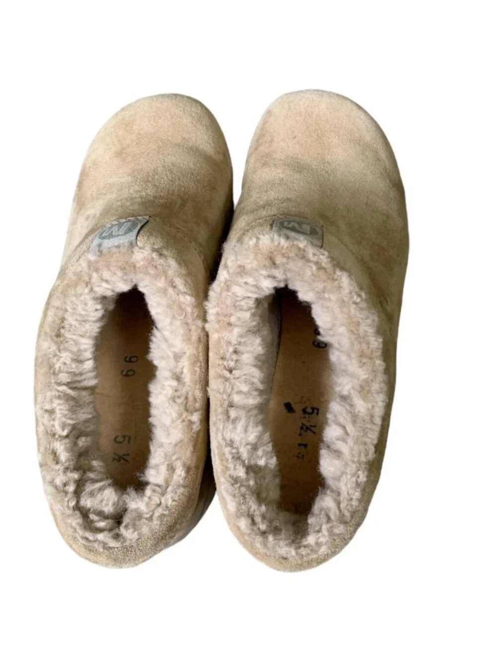 Merrell Primo Chill Slide Beige Suede Upper Wool Fleece Lined w/o Insole 5.5 42D